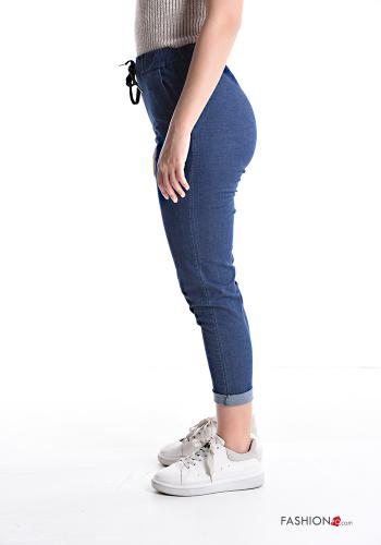 Denim Hose aus Baumwolle mit Taschen mit kordelzug - ph 3