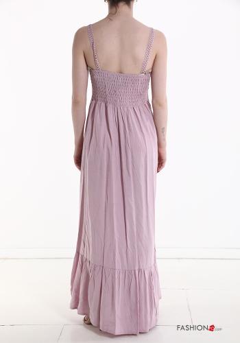 Robe en Coton sans manches détail dentelle longue à volants - ph 2