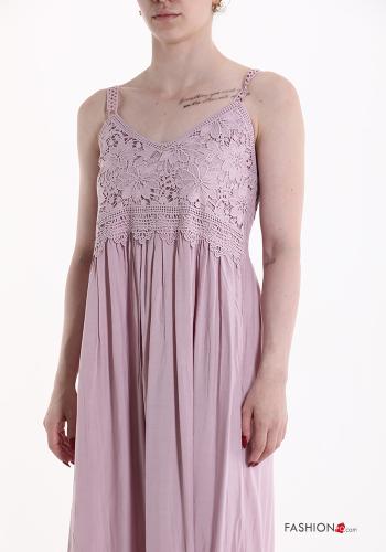 Robe en Coton sans manches détail dentelle longue à volants - ph 4