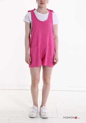 Jumpsuit in Lino con tasche con fiocco