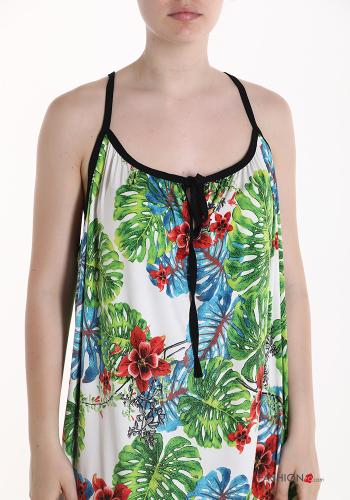 Robe sans manches à genoux à Imprimé Floral - ph 4