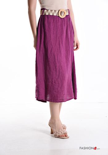 Gonna in Lino midi con cintura - ph 3