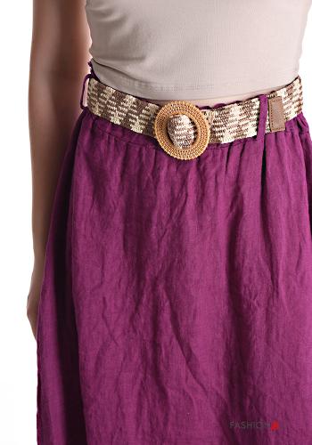 Gonna in Lino midi con cintura - ph 4