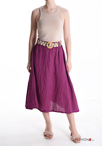 Gonna in Lino midi con cintura - ph 5