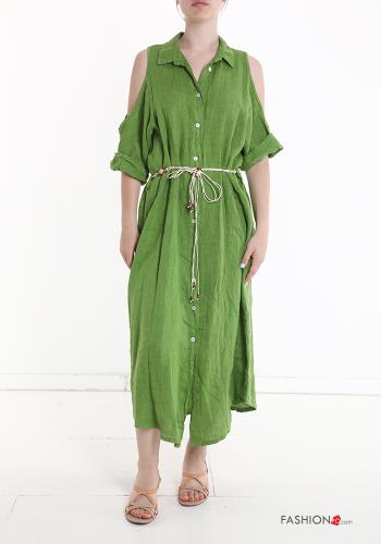 Linen Dress with belt with buttons