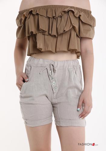 Linen Bermuda with buttons with pockets - ph 4