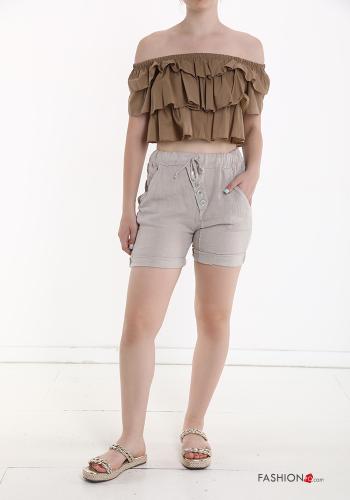 Linen Bermuda with buttons with pockets - ph 5