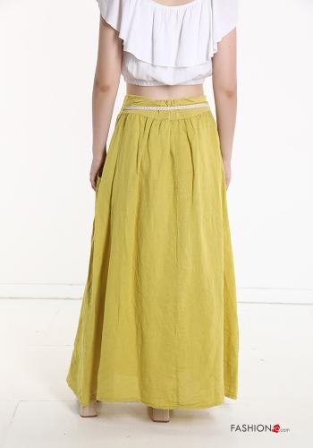 Gonna in Lino con bottoni con cintura con tasche - ph 2