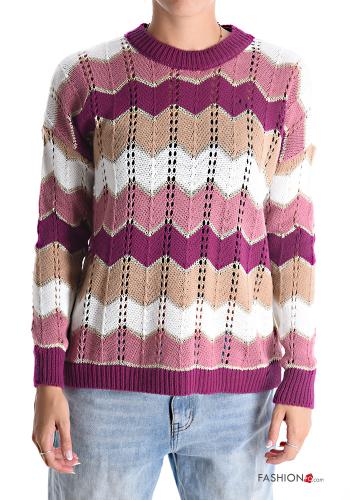 Pull lurex col rond Imprimé chevron - ph 1