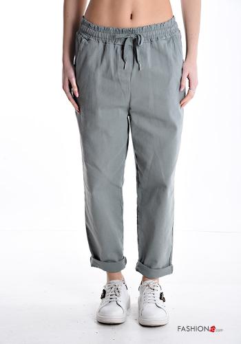 Pantalone in Cotone con coulisse con cintura con tasche