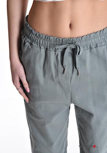 Hose aus Baumwolle mit Gürtel mit kordelzug mit Taschen - ph 4
