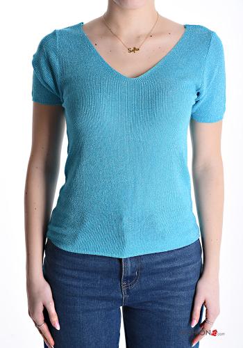 T-shirt lurex scollo a V