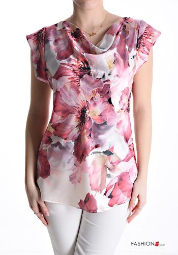 Floral sleeveless T-shirt