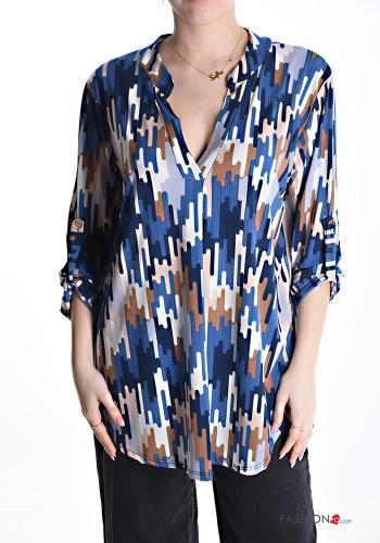 Optical-print Blouse with buttons