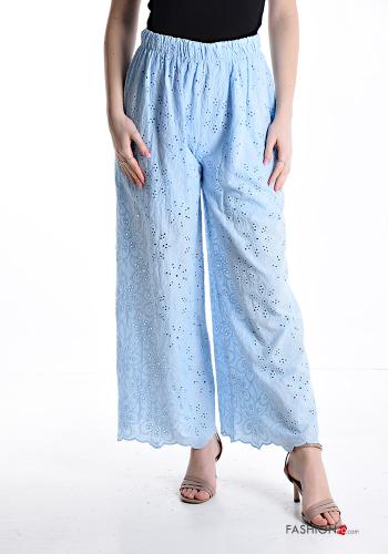 wide leg Cotton Trousers with elastic - ph 1