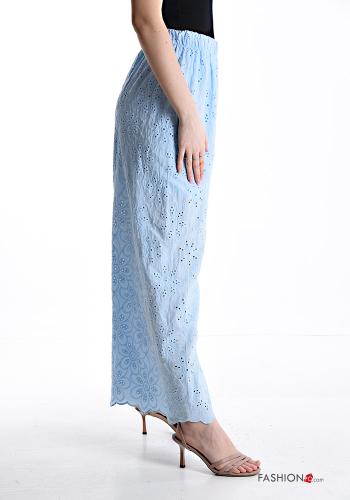wide leg Cotton Trousers with elastic - ph 3