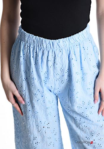 wide leg Cotton Trousers with elastic - ph 4