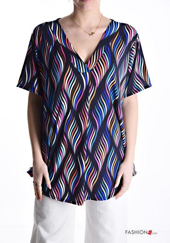 Blouse manches courtes Imprimé optical à col en V - ph 1
