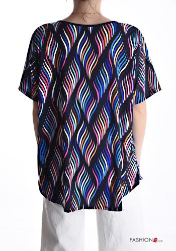 Blouse manches courtes Imprimé optical à col en V - ph 2