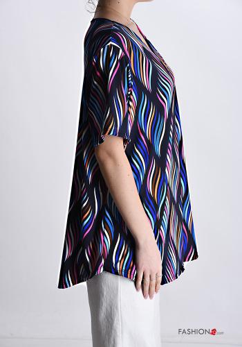 Blouse manches courtes Imprimé optical à col en V - ph 3