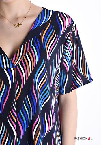 Blouse manches courtes Imprimé optical à col en V - ph 4