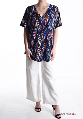 Blouse manches courtes Imprimé optical à col en V - ph 5