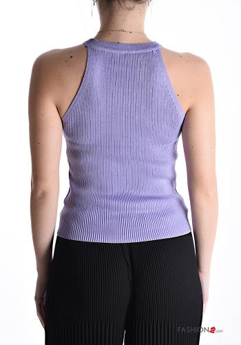 Top senza maniche costine girocollo con strass - ph 2