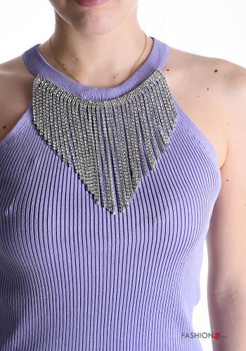 Top senza maniche costine girocollo con strass - ph 4
