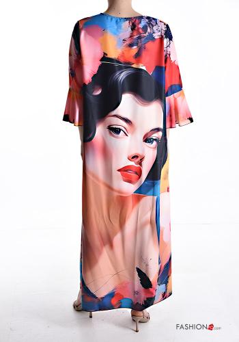 Abito girocollo oversize lungo Fantasia stampata maniche a tre quarti - ph 2