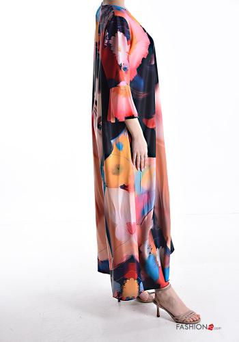 Abito girocollo oversize lungo Fantasia stampata maniche a tre quarti - ph 3