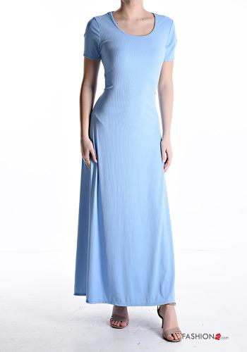 short sleeve crew neck Ribbed long Dress - ph 1
