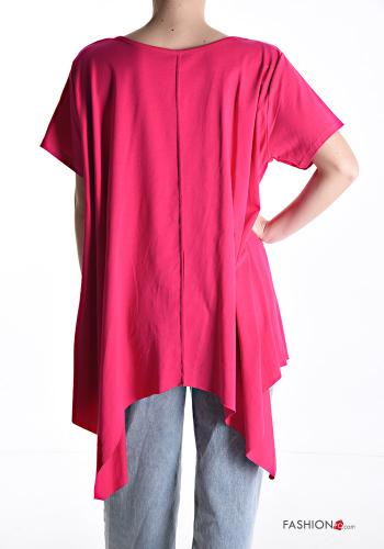 T-shirt in Cotone girocollo asimmetrico oversize maniche corte - ph 2