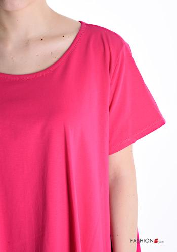 T-shirt in Cotone girocollo asimmetrico oversize maniche corte - ph 4
