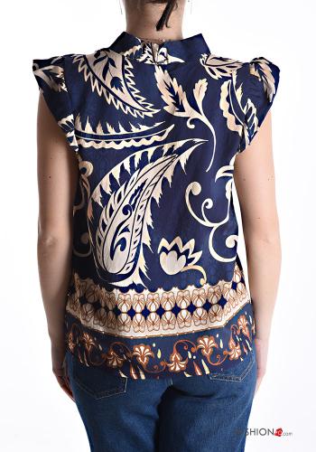 Blusa maniche corte maniche volant con fiocco scollo a V - ph 2