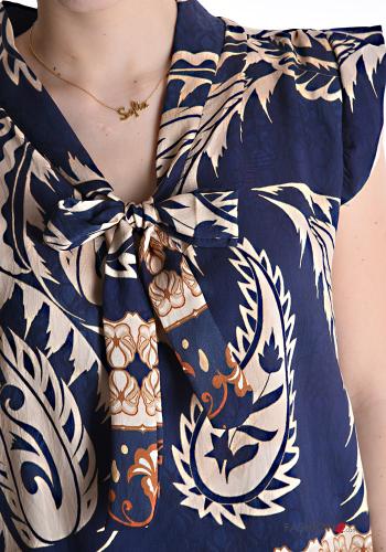Blusa maniche corte maniche volant con fiocco scollo a V - ph 4