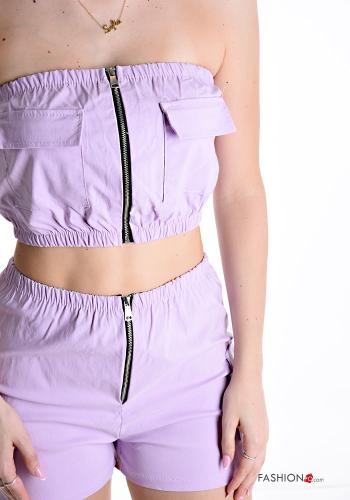 Coordinato corto con elastico con tasche con zip - ph 4