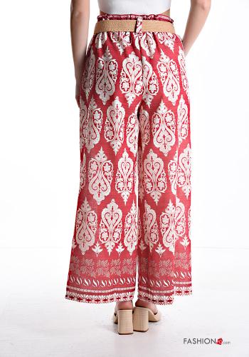 Pantalone in Lino wide leg Fantasia batik con elastico con cintura con tasche - ph 2