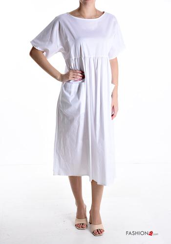 short sleeve crew neck Cotton Dress with pockets - ph 1