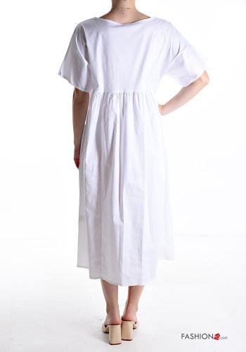 short sleeve crew neck Cotton Dress with pockets - ph 2
