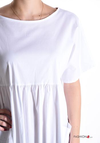 short sleeve crew neck Cotton Dress with pockets - ph 4