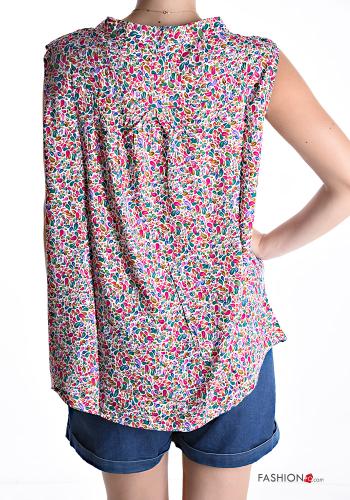 Floral sleeveless Cotton Top with buttons - ph 2