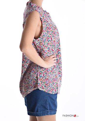 Floral sleeveless Cotton Top with buttons - ph 3