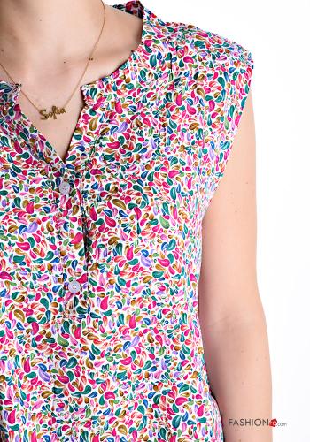 Floral sleeveless Cotton Top with buttons - ph 4