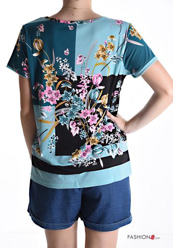Blusa manga curta gola redonda Floral - ph 2