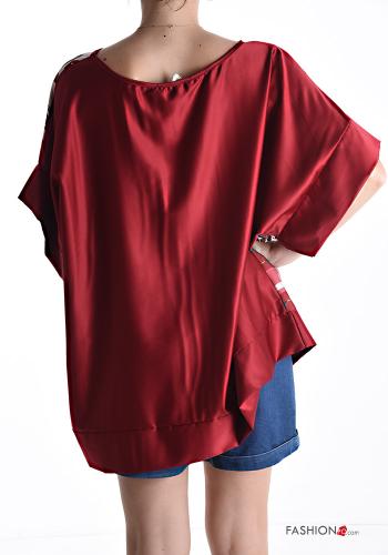 Blusa cetim manga curta gola redonda Padrão misto - ph 2