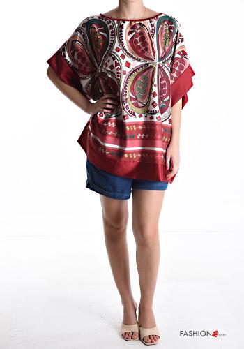 Blusa cetim manga curta gola redonda Padrão misto - ph 5