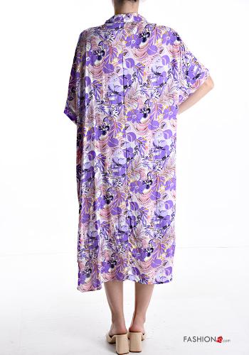 Floral short sleeve with collar oversized Dress with v-neck - ph 2
