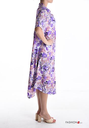 Floral short sleeve with collar oversized Dress with v-neck - ph 3