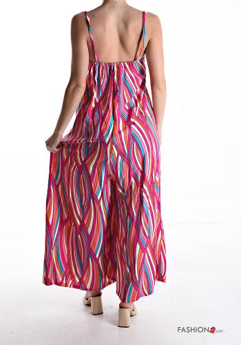 Jumpsuit senza maniche scollato sulla schiena lungo wide leg Fantasia optical scollo a V - ph 2