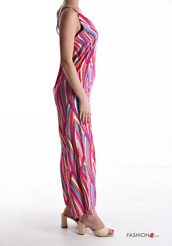 Jumpsuit senza maniche scollato sulla schiena lungo wide leg Fantasia optical scollo a V - ph 3